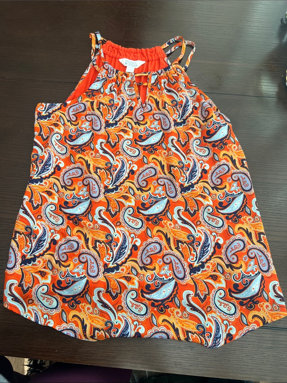 Market & Spruce Orange Paisley Halter Tank Top